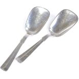 A pair of Danish sterling silver caddy spoons, with stylised handles, by Hans Hansen, length 12.5cm