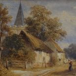 19th century English School, watercolour, figure on a country road, indistinctly signed, 8" x 13",