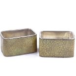 A pair of Art Deco silver and shagreen rectangular napkin rings, by Adolph Scott, hallmarks