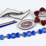 Various Scandinavian silver and enamel jewellery