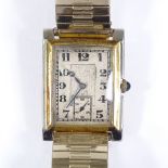 A Vintage 18ct gold Mechanical wrist watch, with Deco Arabic numerals and subsidiary seconds dial,