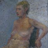 Modern British School, oil on board, seated nude, unsigned, inscribed Griffin verso, 30" x 24",