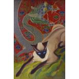 G Cox-Ife, oil on board, Persian cat (original illustration from Cats and Kittens, the magazine