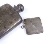 A curved silver hip flask, by Walker & Hall, hallmarks Sheffield 1907, height 13cm, together with