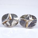A pair of Finnish sterling silver large stylised cufflinks, circa 1970s, by Lapponia of Finland