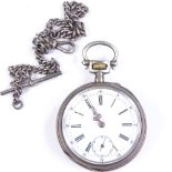 A Continental silver cased open-face top-wind pocket watch, by J A M Mulder, case width 46mm,
