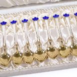 A set of 12 Danish sterling silver and enamel coffee spoons, by Egon Lauridsen, length 9.5cm