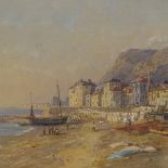 F Blake, watercolour, West Cliff Hastings, 1851, 8" x 12", framed