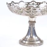 A Continental silver pedestal bonbon basket, with pierced swag border, stamped 90/T, height 9cm, 4oz