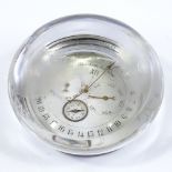 An unusual desk calendar paperweight, circa 1900, the enamel dial inscribed Meridian Calendar with