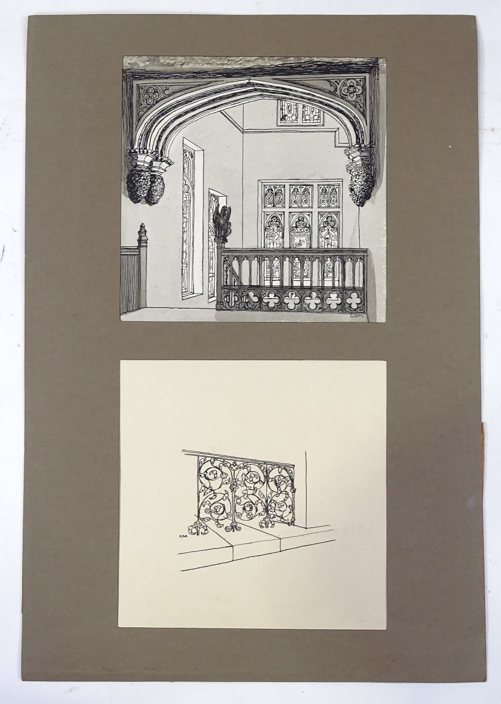 Catherine Moody, group of ink and charcoal architectural drawings, unframed (4) - Image 4 of 4