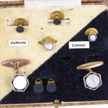 A 1920s cufflinks and dress studs set, boxed