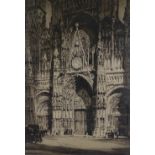 Albany Howarth, large etching, Cathedral doorway, signed in pencil, plate size 31" x 21", and a