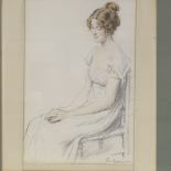 Frederick Pegram (1870 - 1937), watercolour, portrait of a young woman, 16" x 10.5", framed