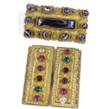 2 Georgian REGARD buckle clasps, height 38.6mm, together with a banded agate and gilt-metal