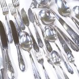 A Scandinavian silver plated cutlery set, with stylised handles, stamped 100