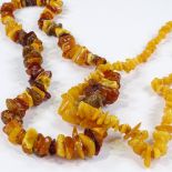 2 specimen raw amber necklaces, 160g total (2)