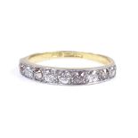 An 18ct gold 2-colour diamond half eternity ring, platinum-topped settings, setting height 3.6mm,