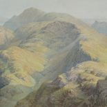 William G Collingwood (1854-1932), watercolour, the backbone of Coniston Fells, 13.5" x 21",