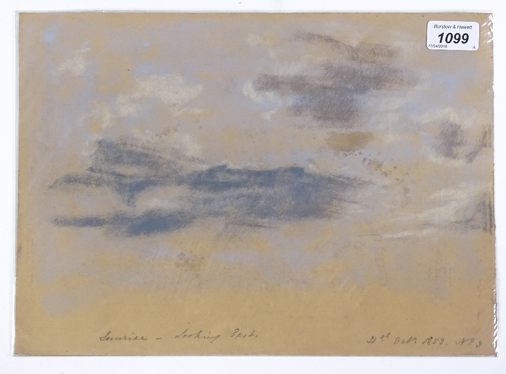 Mid-19th century coloured pastels, cloud study, sunrise looking East, dated 1859, unsigned, 10" x - Image 2 of 4