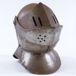 A replica steel armour helmet, early to mid-20th century