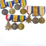 2 trios of First War Service medals, and 2 pairs of First War Service medals (10)