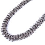 A Victorian unmarked silver choker necklace, length 380mm, 24g