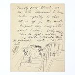 Paul Nash (1889-1946), 2 handwritten postcards to Edward Burra, each with an ink drawing signed with