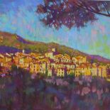 David Napp (born 1964), coloured pastels, a Tuscan hillside town, 23" x 31", framed
