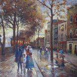 W Martens, oil on canvas, Continental street scene, 24" x 36", framed