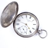 A 19th century silver cased full hunter key-wind pocket watch, by Money and Bassold of London,