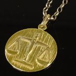 A 9ct gold Masonic pendant, on 9ct chain, pendant diameter 30.7mm, chain length 510mm, 13.5g