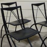 A set of 6 Italian Cattelan Italia Bella folding metal-framed chairs with leather seats