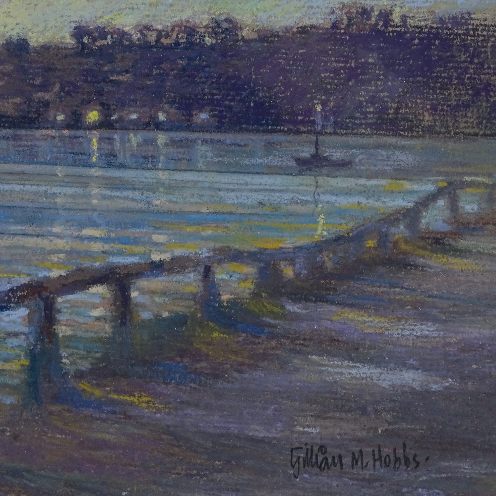 Gillian Hobbs, coloured pastels, Padstow from Rock at dusk, 8" x 11", framed - Image 3 of 4