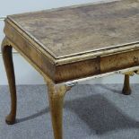 A Queen Anne style walnut low table, with shaped frieze drawer and cabriole legs, width 2'3"