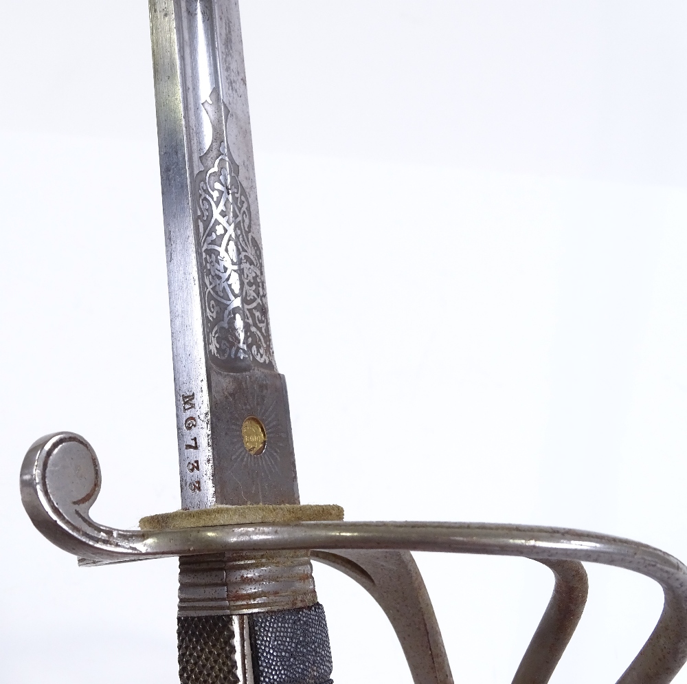 A First War Period Royal Artillery dress sword, etched blade with George V cypher, by Hamburger - Image 2 of 3