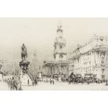 William Walcot, etching, Trafalgar Square, signed in pencil, plate size 6.25" x 12", mounted