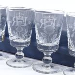A limited edition boxed set of Caithness wine goblets engraved by Denis Mann, 1977