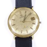 An Omega De Ville Automatic wristwatch, gold plated case with date aperture and brushed face, case