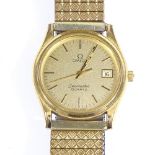 An Omega Seamaster Quartz wristwatch, gold plated case with 13 jewel movement and date aperture,
