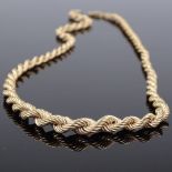 A 9ct gold rope twist necklace, length 460mm, 9.3g