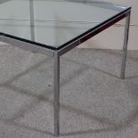 A Florence Knoll glass-topped coffee table, 29.5" x 29.5"