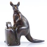 A nickel plate novelty kangaroo design table lighter, height 9cm