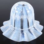 A Victorian frilled vaseline glass light shade