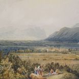 Attributed to JMW Turner RA (1775 - 1851), large watercolour, chain of Alps from Grenoble to