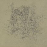 Diana Armfield, pencil drawing, at the end of the garden, 9" x 9", and Anthony Gross, pencil