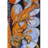 Clive Fredriksson, oil on canvas, fresh seafood served daily, 20" x 48"