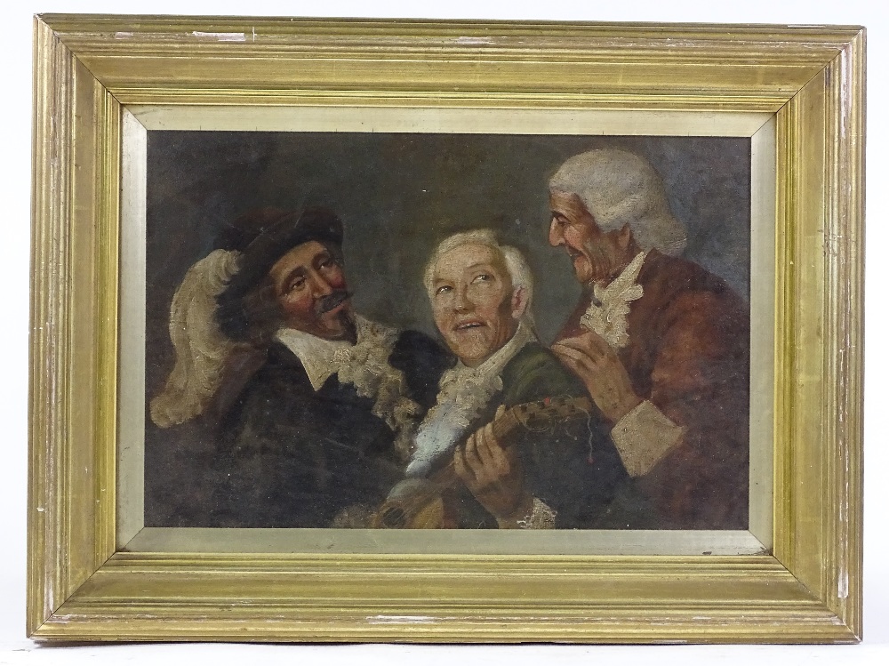 19th / 20th century Italian School, oil on board, 3 musicians, unsigned, 11" x 15", framed - Image 2 of 4