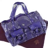 A large Mulberry purple leather shoulder bag, with dust bag