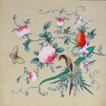 Late 19th / early 20th century Chinese School, gouache on paper, exotic birds flowers and